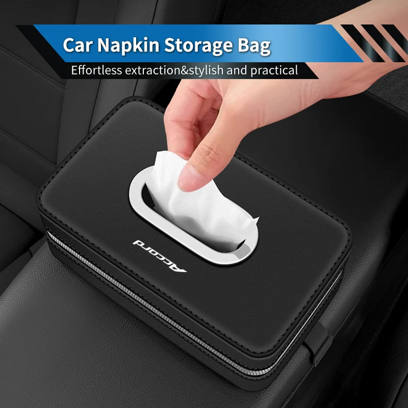 Leather Car Tissue Box Centre Console Tissue Case Accessories For Honda Civic Fit Accord Odyssey City Pilot Jazz CRV HRV