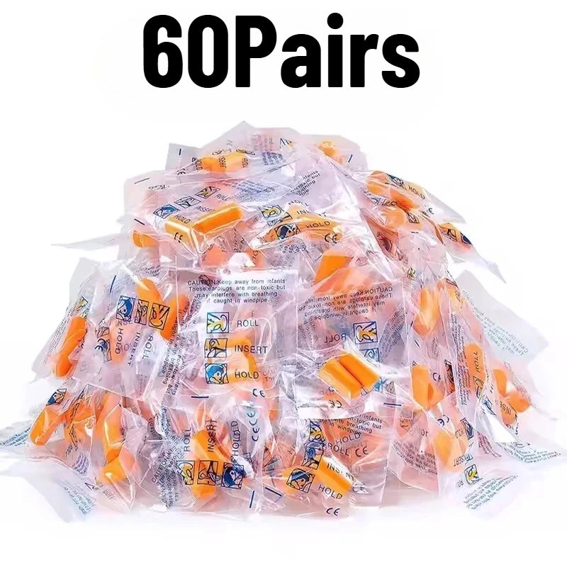 10/30/60Pairs Disposable Soundproof Earplugs With Independent Packaging Orange Noise Cancelling Earplugs Quiet Learning Sleep