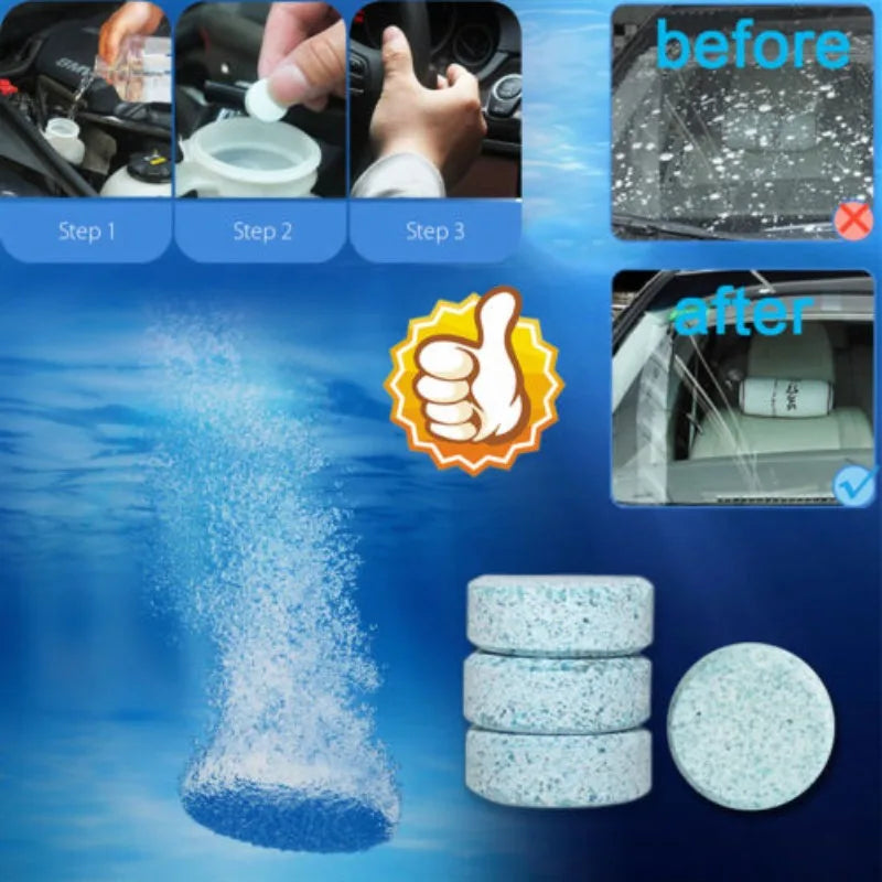 Solid Windshield Wiper Concentrated Effervescent Tablets Auto Windshield Cleaner Car Window Cleaning Solution Maintenance Tool