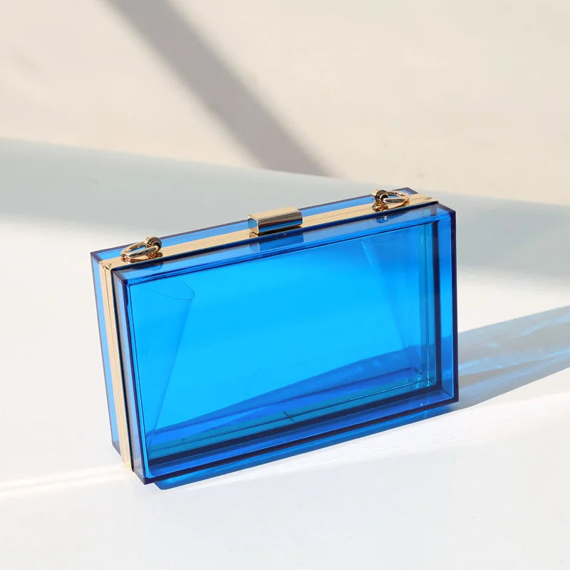 New Acrylic Transparent Women Clutch Bag Chain Luxury Brand Women Messenger Bag Evening Bags Handbag Chain Shoulder Bag