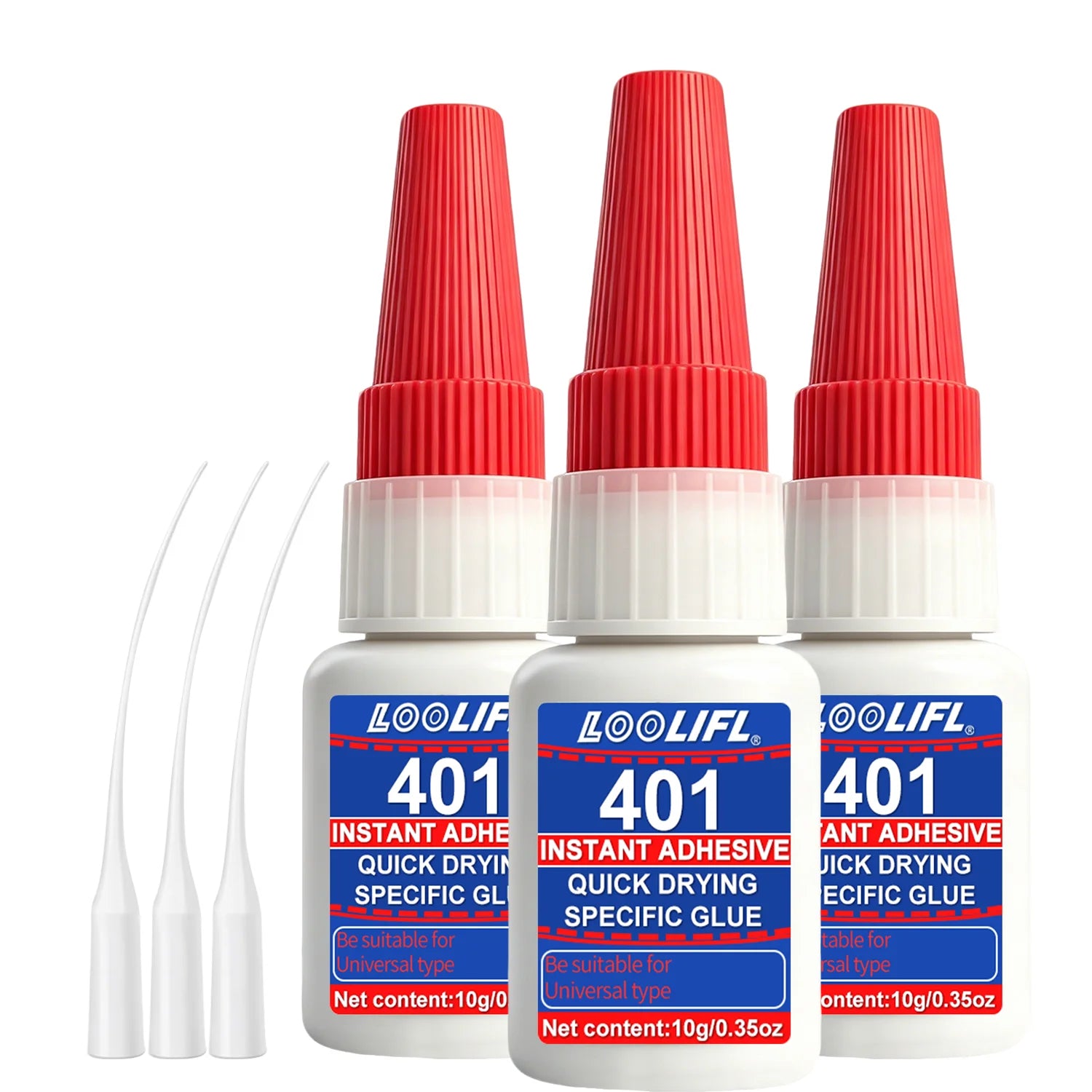 Loolifl 401 Instant Adhesive 10g 1-7Pcs Super Glue Fast Dry Cyanoacrylate Glue Universal Strong Bond for Metal Plastic Ceramic