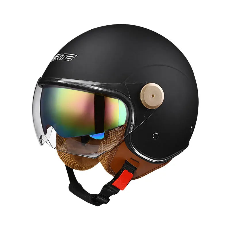 Fashion Grey Double Lens Open Face Motorcycle Helmets DOT ECE Approved Men Women Vintage Jet Helmet Retro 3/4 Open Half Helmet