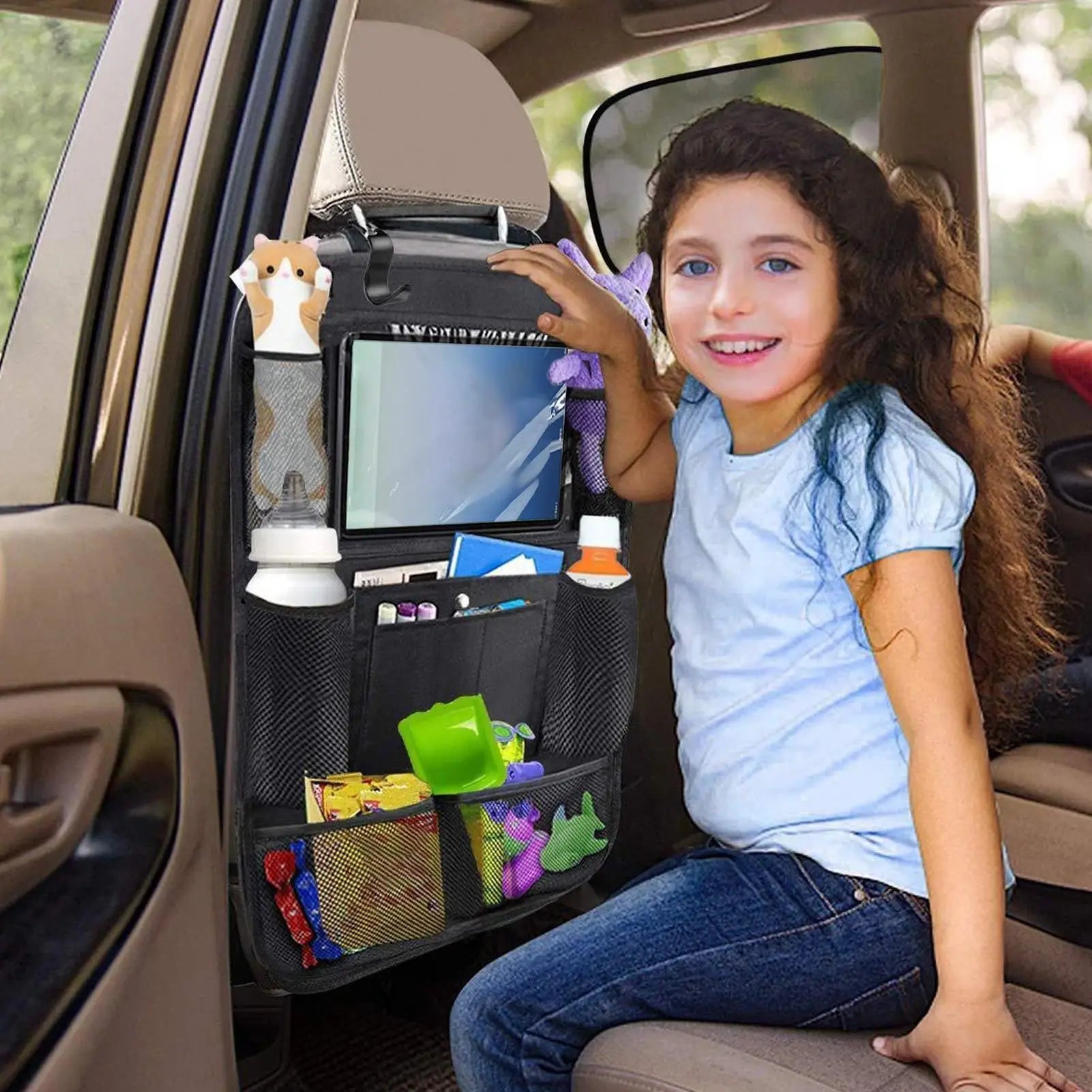 Car Backrest Hanging Pocket Anti Dirty Protective Layer Reasonable Partition Layout Convenient Storage Bag For Road Trip Sundrie