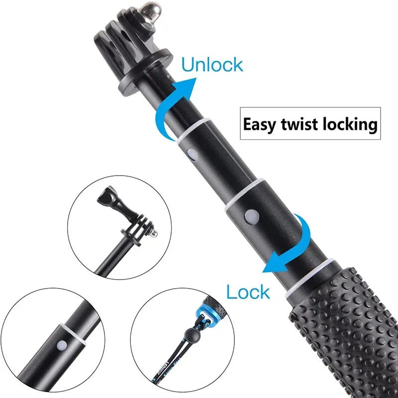 19" Handheld Extendable Go Pro Selfie Stick Aluminum Monopod Tripod for GoPro Hero 13 12 11 10 9 SJCAM SJ8 Sj6 DJI Accessories
