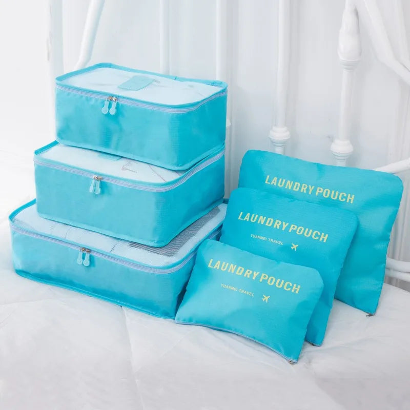 6pcs Travel Storage Organizer Bags Portable Travel Suitcase Organizer Bags For Women Clothes Shoes Makeup Bag Luggage Organizer