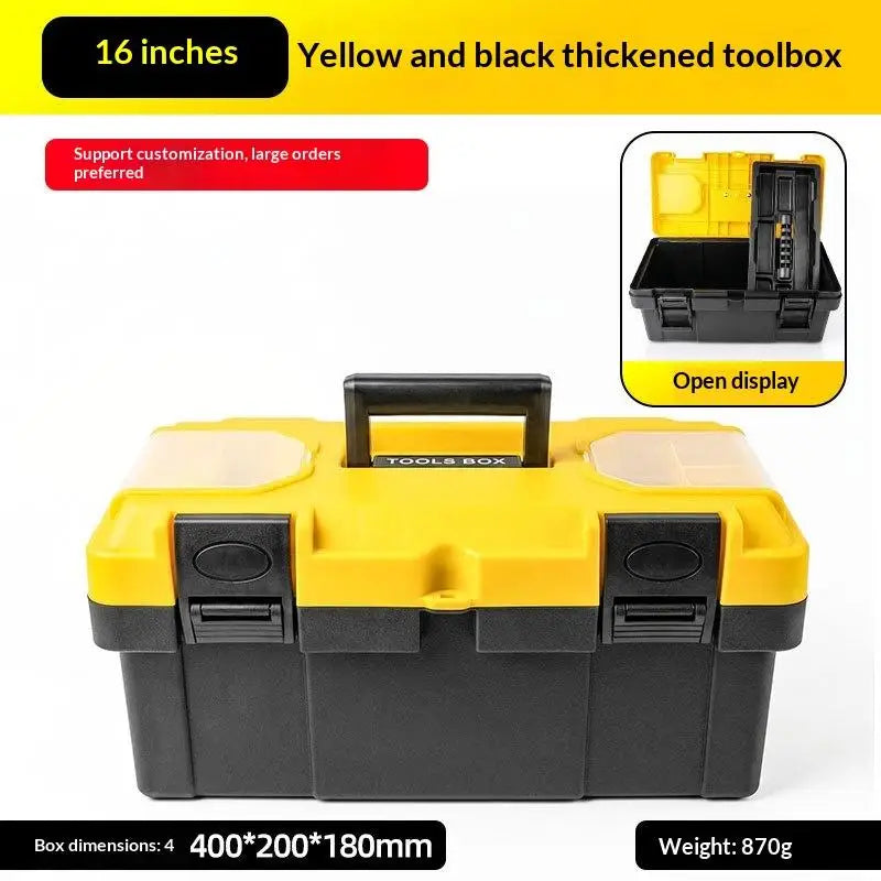 【S】Heavy Duty Thickened Plastic Tool Box With Clear Compartments And Secure Latch Perfect For Home Garage DIY Repair Work