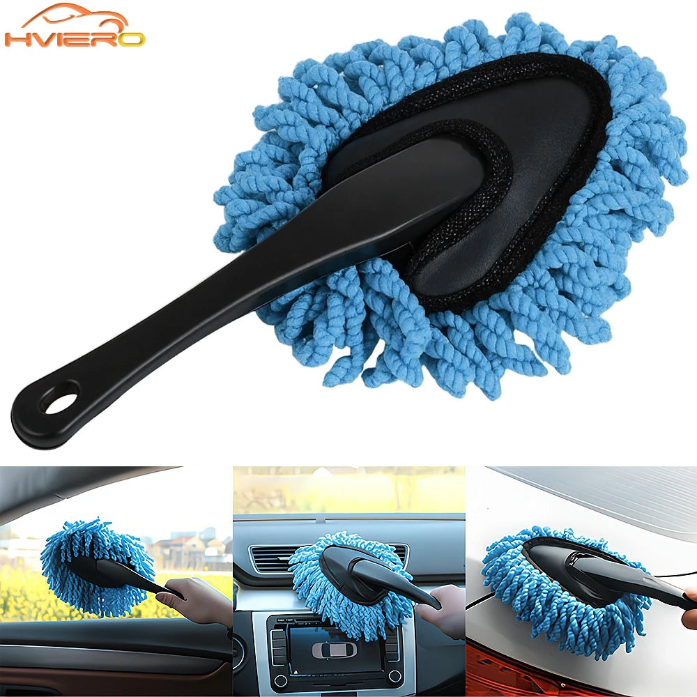 Car Dust Removal Small Duster Wipe Car Soft Brush Cleaning Mini Bristle Brush Dust Removal Nanofiber Interior Accessories Blue