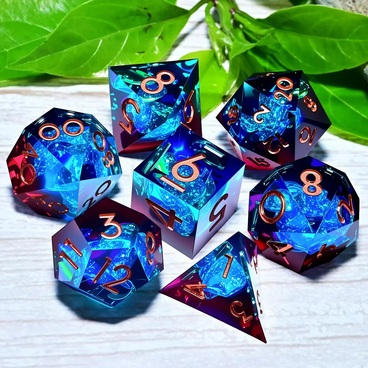 DND Resin Dice 7-Piece Set for Dungeons and Dragons DND 5e RPG Gift, Board Game Tabletop Role Playing Dice Game, Birthday Gift,