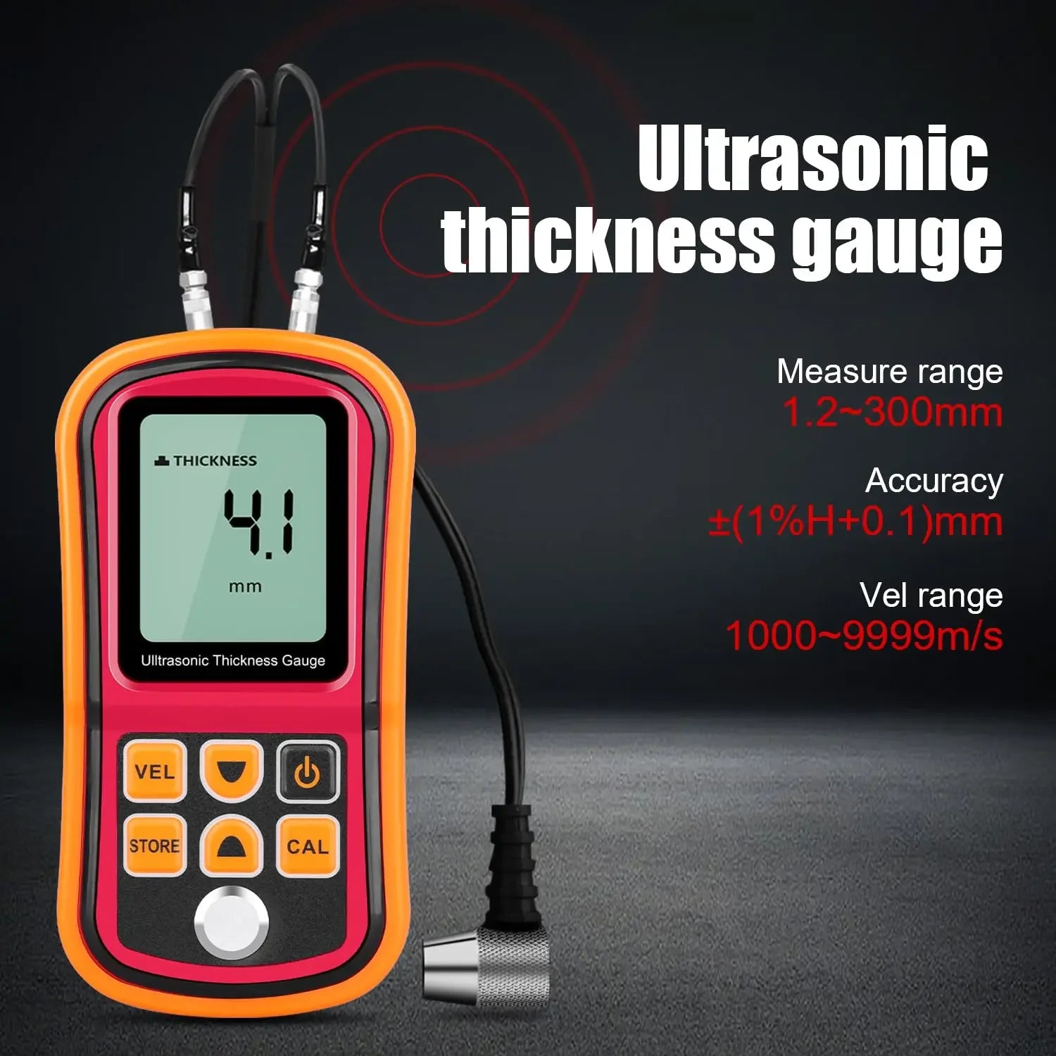 Ultrasonic thickness gauge GM100 1.2-225mm(Steel) Digital LCD Ultrasonic Thickness Meter Tester Gauge 0.1mm Resolution