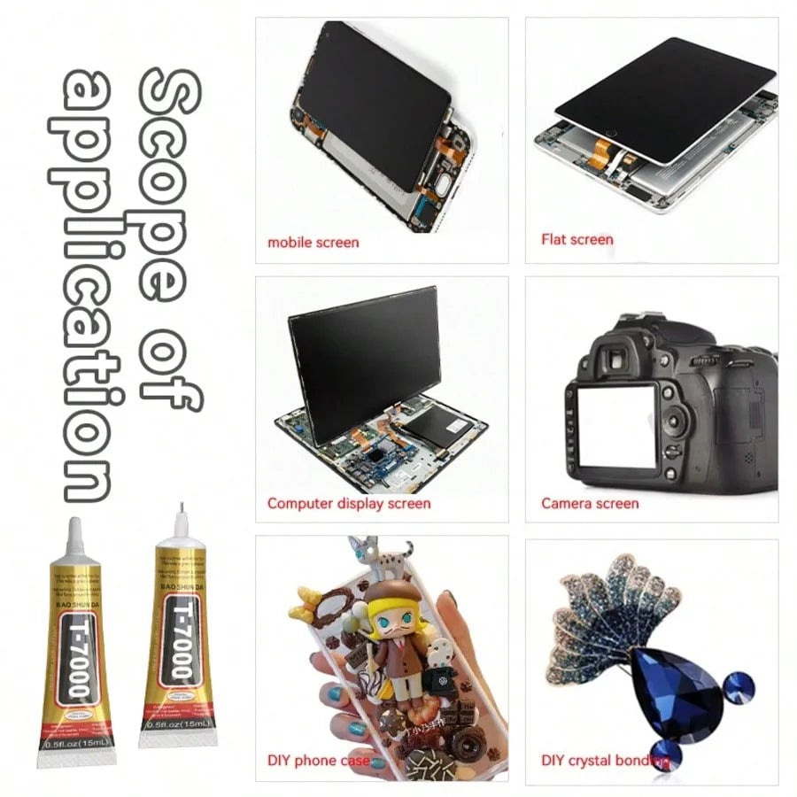 T7000 Black Contact Cellphone Tablet Repair Adhesive Glue - 15ML 25ML 50ML 110ML With Fine Needle Tip For Screen, Frame, LCD Sea