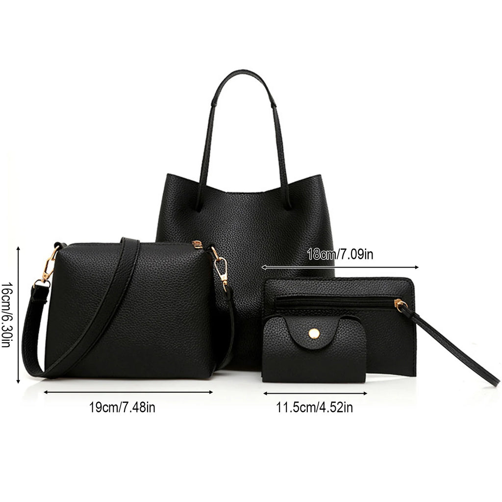 Matching Mother and Daughter Bag Set 4 Pcs Solid Color Shoulder Crossbody Bag for Women European Style Tote Handbag