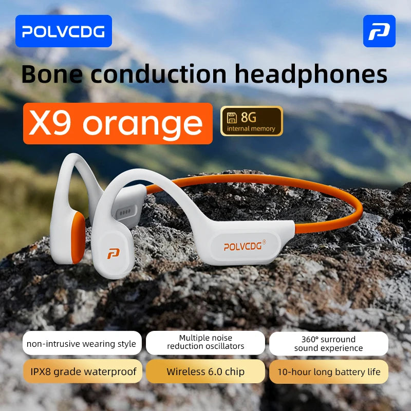 POLVCDG 8G Memory Bone-Conduction Sports Swimming Headphones IPX8 Waterproof Bluetooth 6.0 Running Headphones 2026 New Model X9