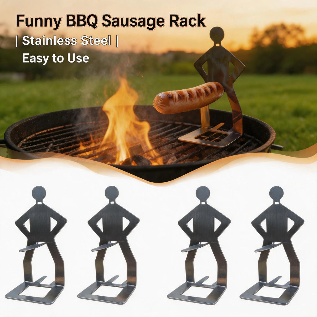 Creative Standing Man Hot Dog Holders Stainless Steel Sausage Grill Rack Reusable Barbecue Tool for BBQ Camping Spring Trip