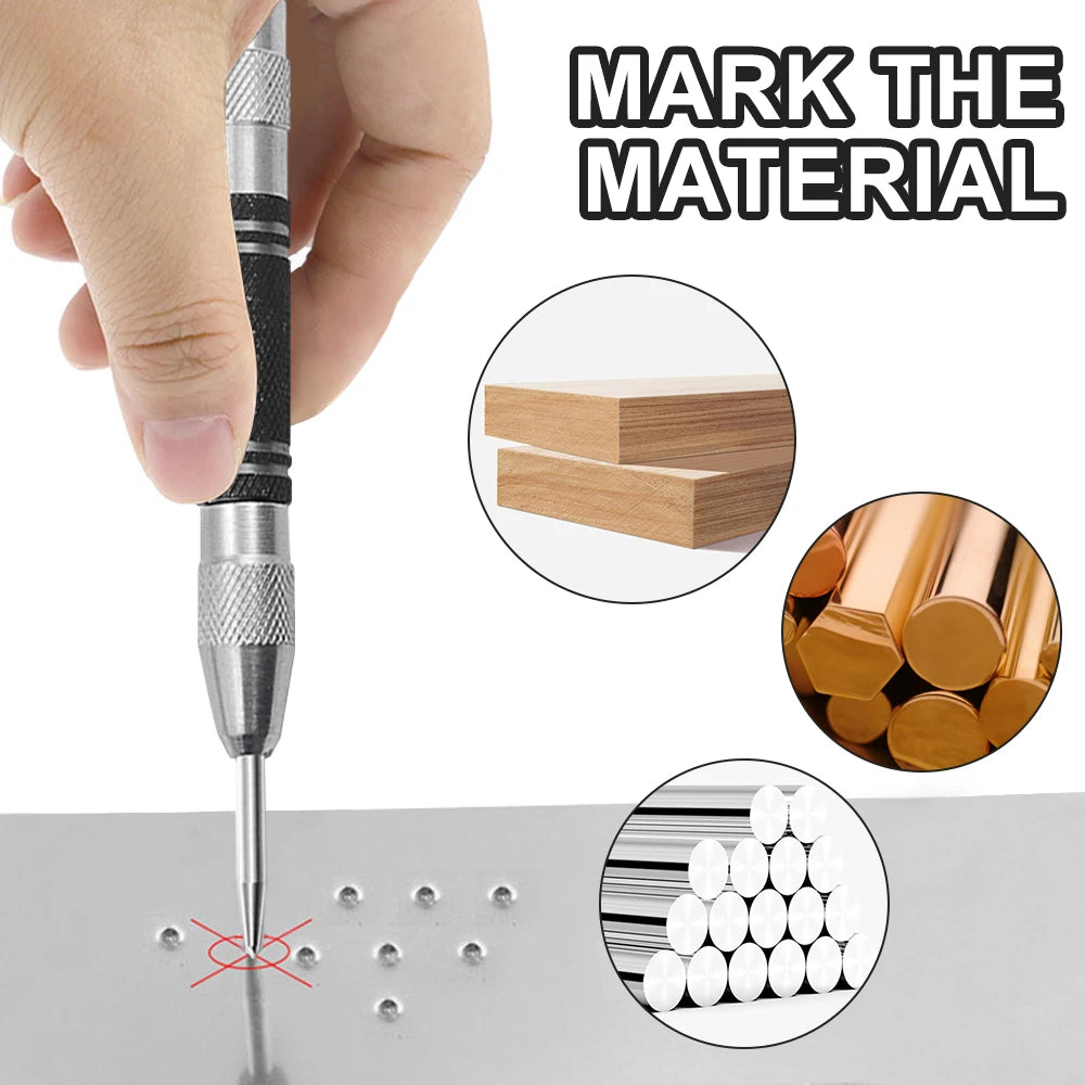 Super Strong Automatic Center Punch Positioning Spring Loaded Adjustable Marker Wood Glass Press Dent Metal Drill