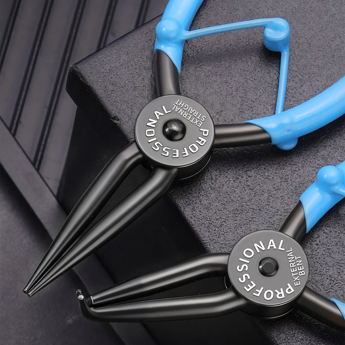 Snap Ring Pliers, 7-Inch Heavy Duty Internal/External Circlip Pliers with Straight & Bent Jaw Tips, Spring-Loaded