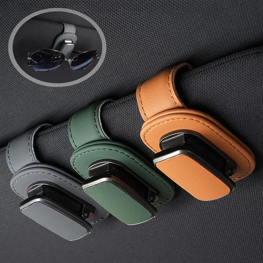 Car Eyeglass Storage Clip Card Ticket Holder Super Fiber Leather Sun Visor Sunglasses Holder Auto Interior Accessories