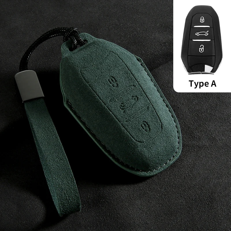 Leather Car Key Case Cover For Peugeot 308 408 508 Citroen C4L C6 C3-XR Picasso DS3 DS4 DS5 Shell Keychain For Peugeot