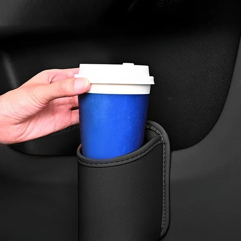 Car Door Cup Holder PU Leather Automotive Black Drink Rack Storage Bin Auto Back Seat Cup Holder Organizer For Car Accessories