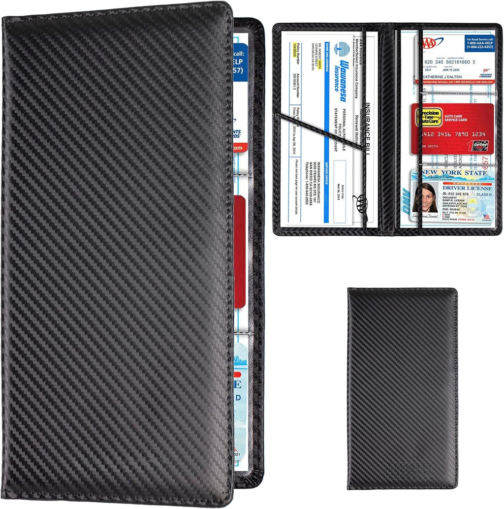 Car Registration and Insurance Card Holder, Vehicle License Document Glove Box Compartment Organizer, Interior Car Accessories