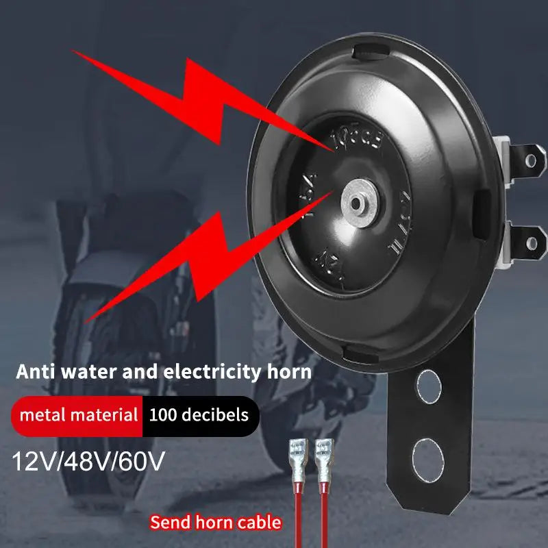 Universal 12V 48V 60V Motorcycle Electric Horn Kit Waterproof Loud Round Speaker for Motorbike Scooter Electric Bicycle