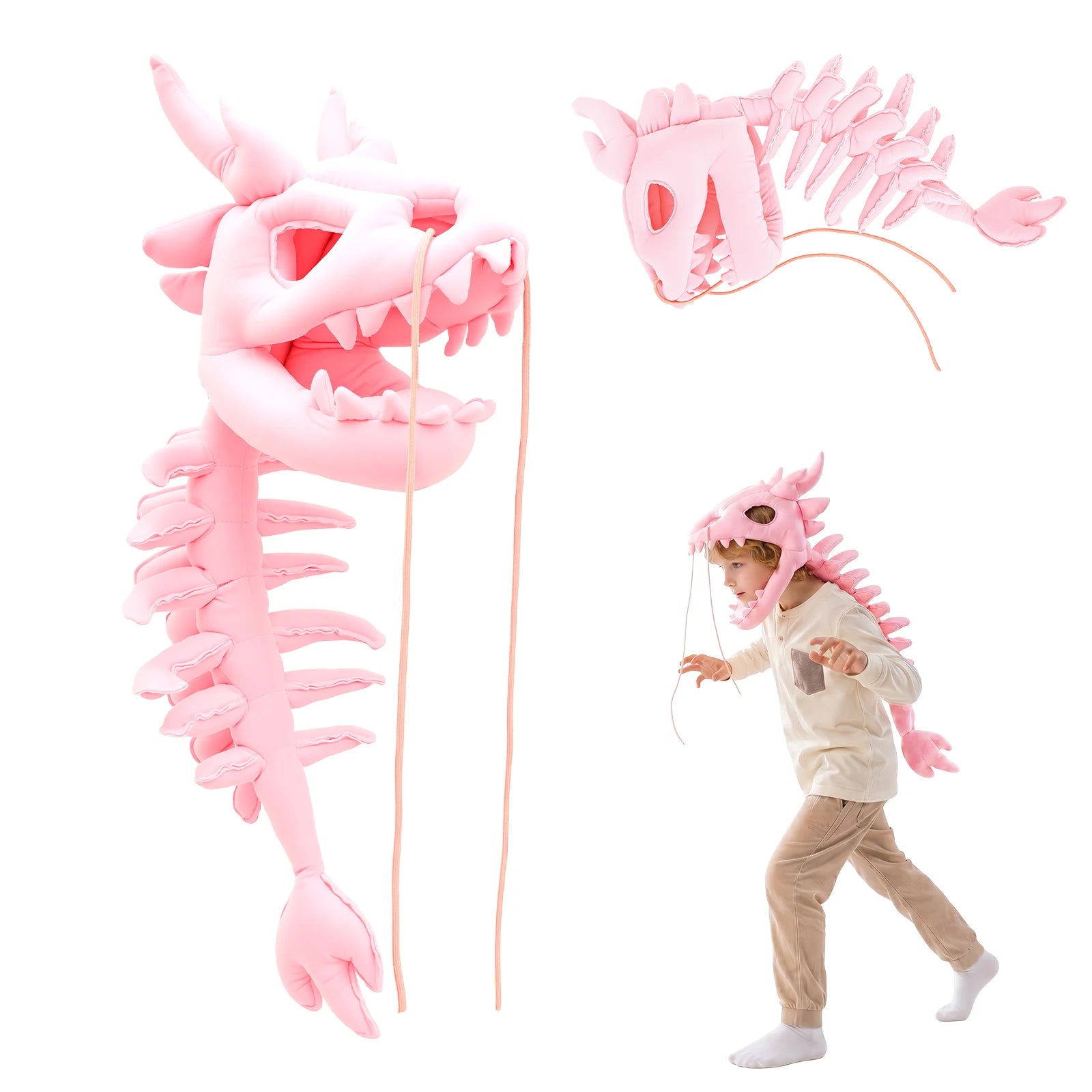 Dinosaur Skeleton Plush Headpiece Spinosaurus Dragon Bone Costume Hat Dinosaur Skeleton Hat for Cosplay Party and Birthday Gift