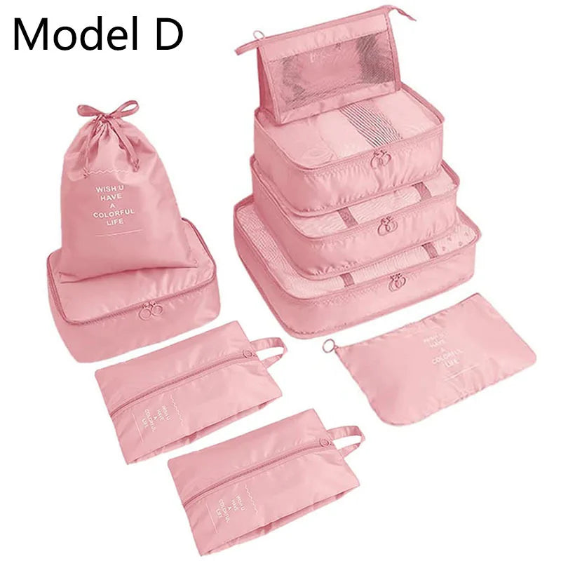 9Pcs/set High Quality Luggage Storage Bags For Packing Cube Clothes Underwear Cosmetic Bag Travel Suitcase Organizer Bag Pouch