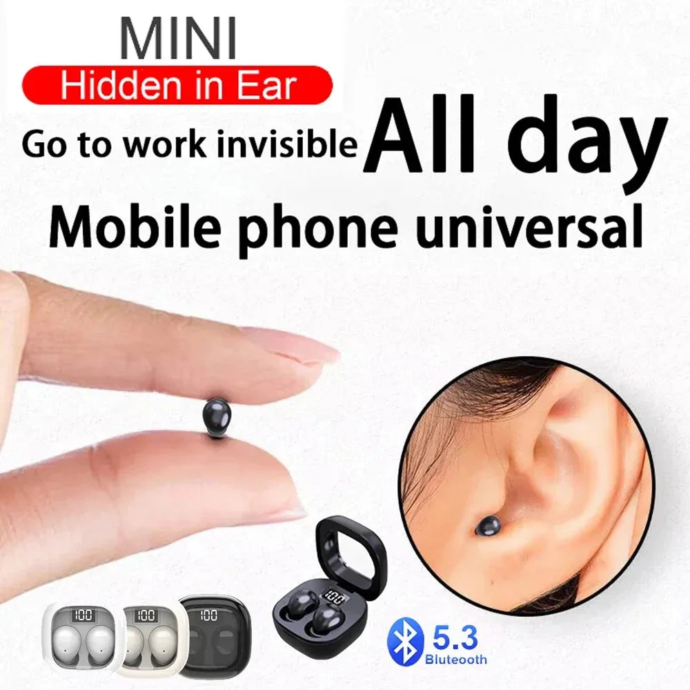 Mini TWS Wireless Bluetooth Headphones In-Ear Invisible Sleep Earbuds With Mic Noise Cancelling Earphones HiFi Music Headset