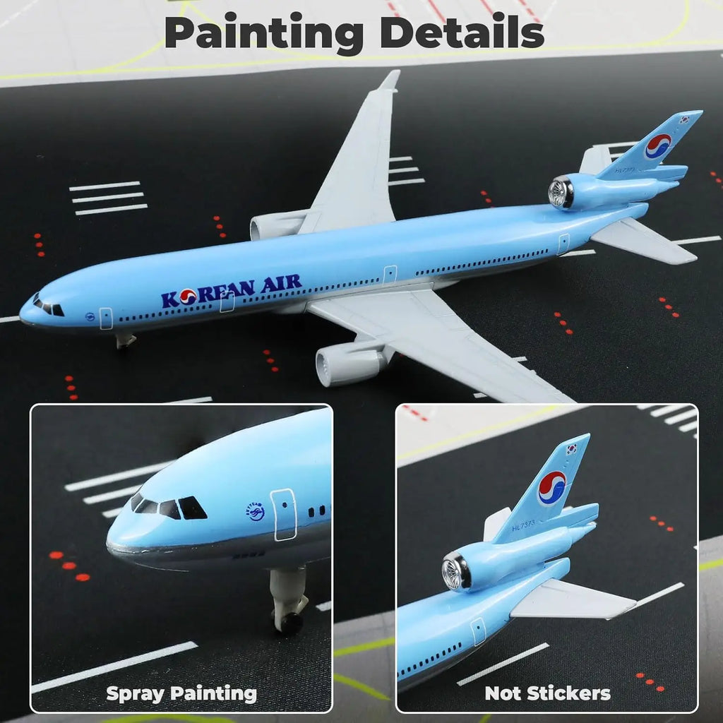 20cm Korean MD-11 Toy Airplane Model Kit 1/300 Scale Alloy Diecast Airplane Model with Stand wheel for Collections and Displays