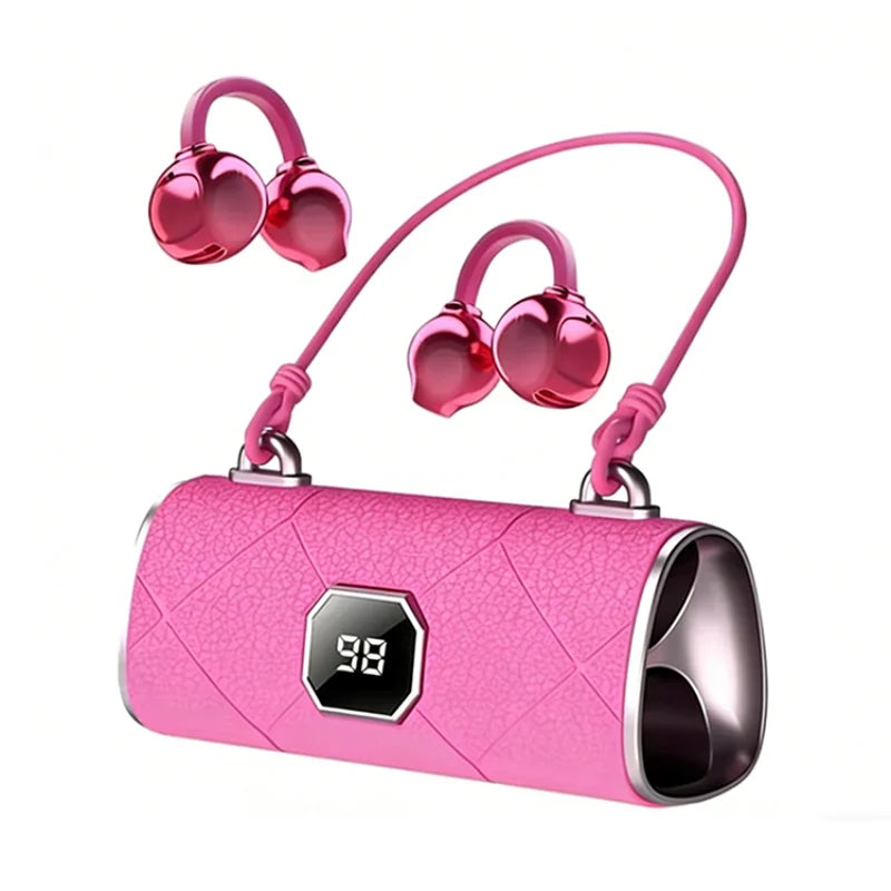 Open Ear Wireless Earphones With Mics Sports Ear Clip on Earbuds Touch Control LED Power Display Bluetooth 5.4 OWS Headphones