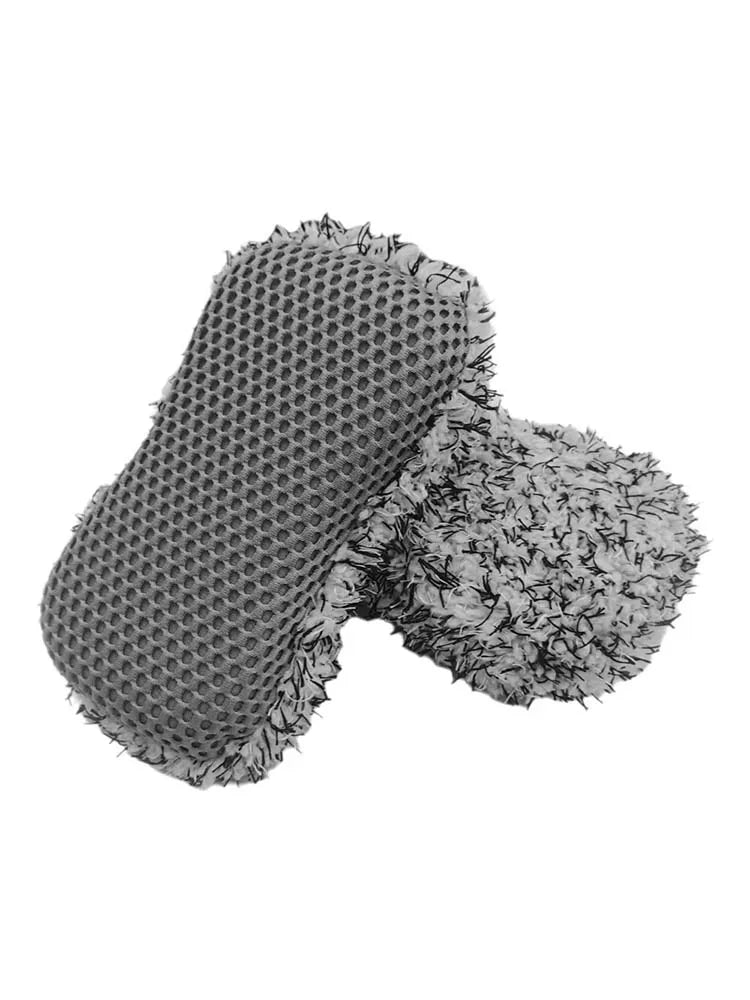 TILONDEX Dual Sided Car Wash Sponge 1/2PCS Set Microfiber Plush & Mesh Scrub Auto Cleaning Sponge Block for Vehicle Cleaning