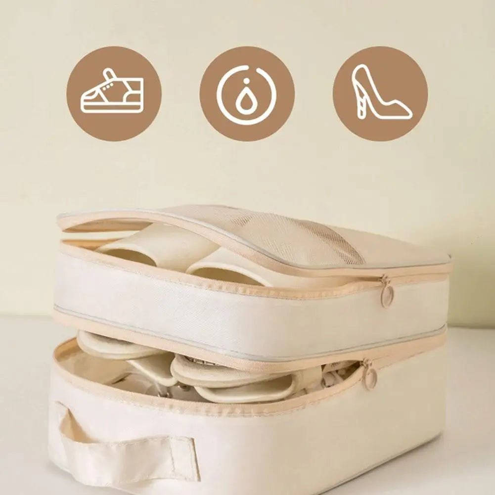 Oxford Cloth Travel Shoe Bag Multi-functional 3-Layer Storage Organizer Portable Waterproof Shoe Pouch for Travel Trip