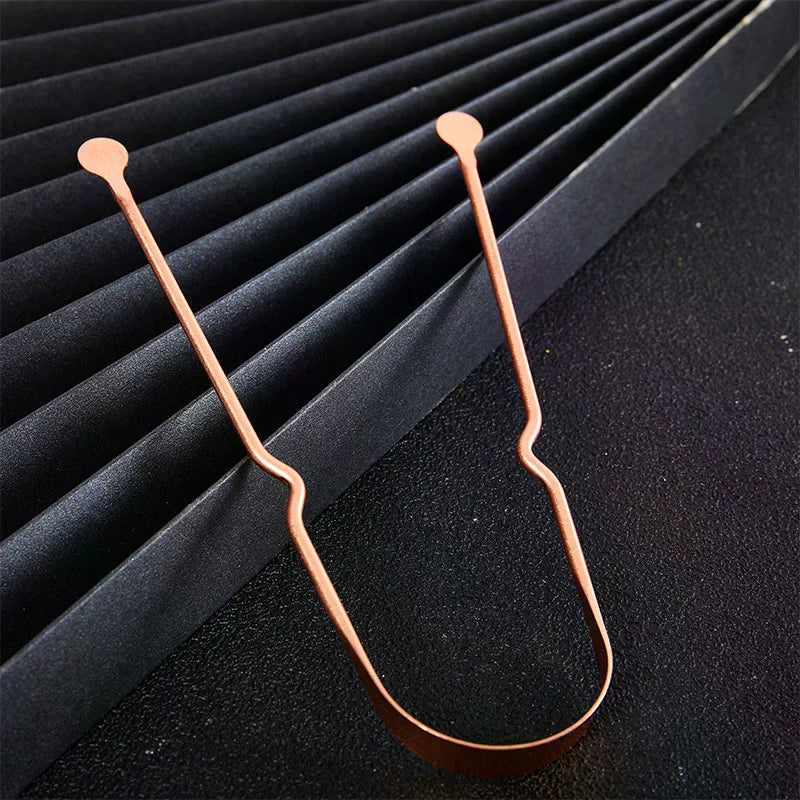 1Pc Simple Copper Tongue Scraper Cleaner Fresh Breath Dental Cleaning Health Oral Care Hygiene Tools