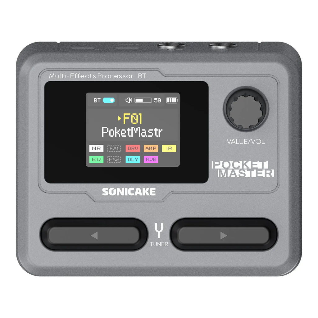 SONICAKE Pocket Master Mini Guitar Bass Amp 100+ Multi-Effects Pedal APP Control 1.77' LCD Color Screen Built-in Battery QME-10