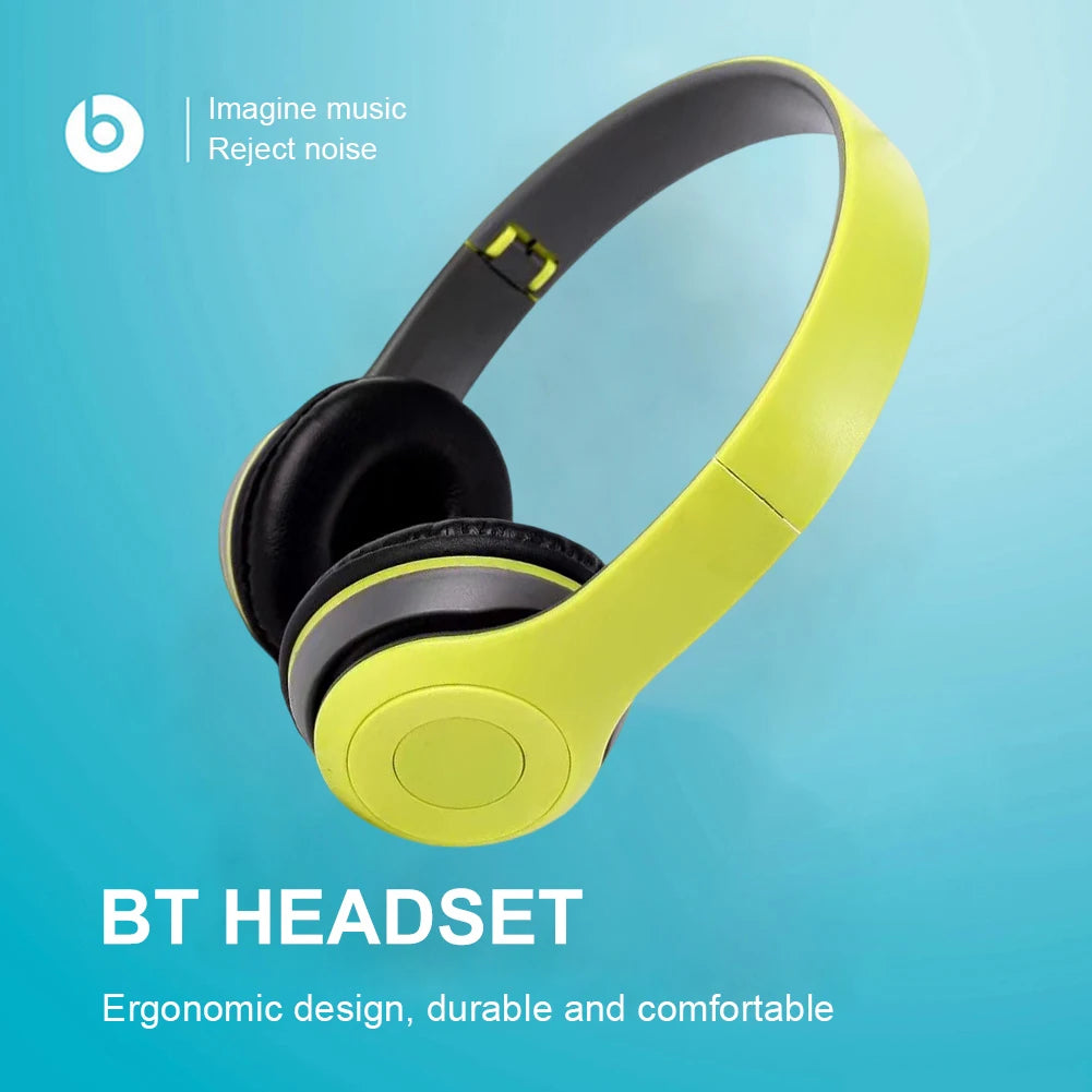 P47 Wireless Game Headset Noise Cancelling Sports BT5.0 Headphones Studio Pro Card Mp3 Player Support Hands-Free Built-in Mic