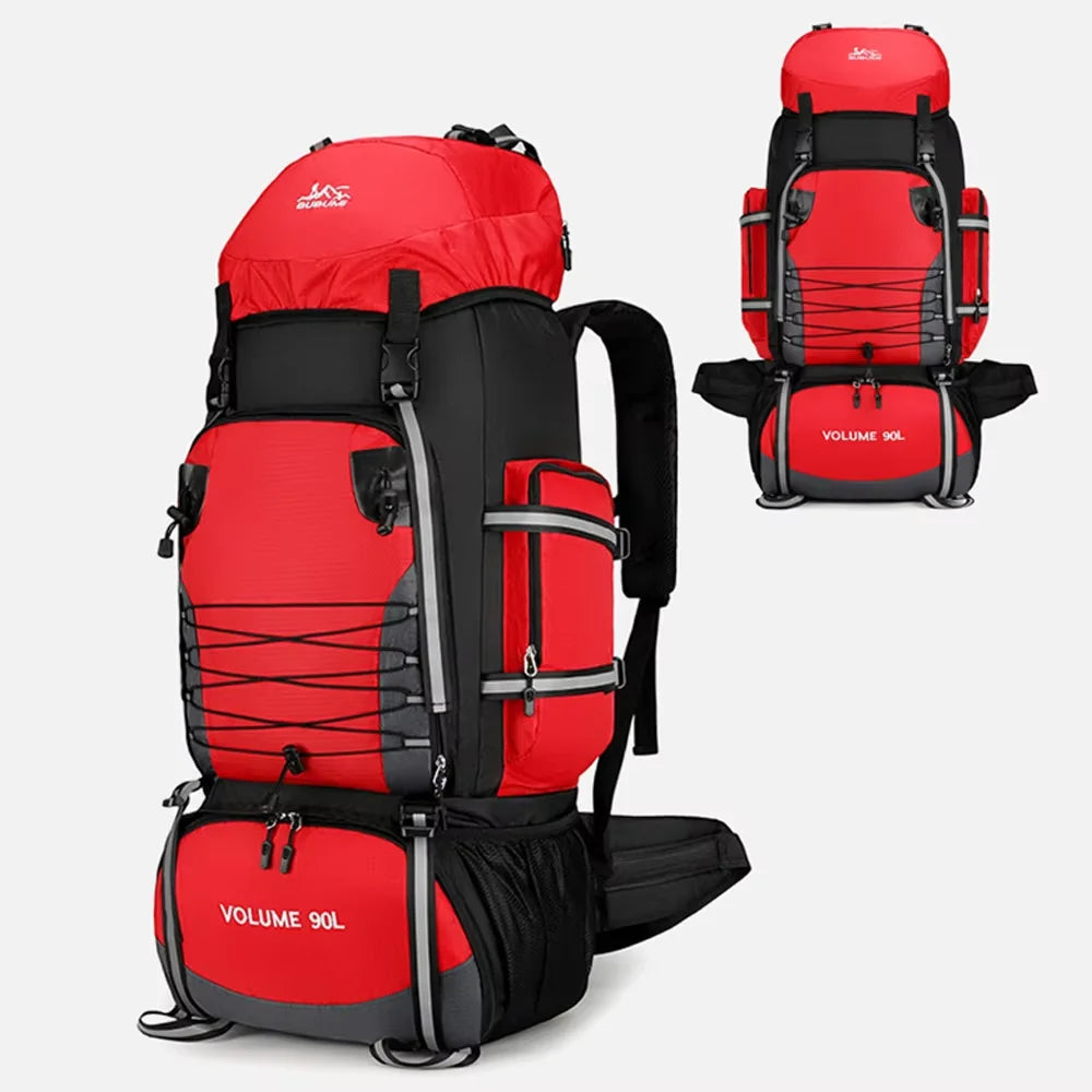 90L Outdoor Mountaineering Backpack Large Capacity Sports Bag Waterproof Hiking Travel Bag Optional Reflective Strip Backpack