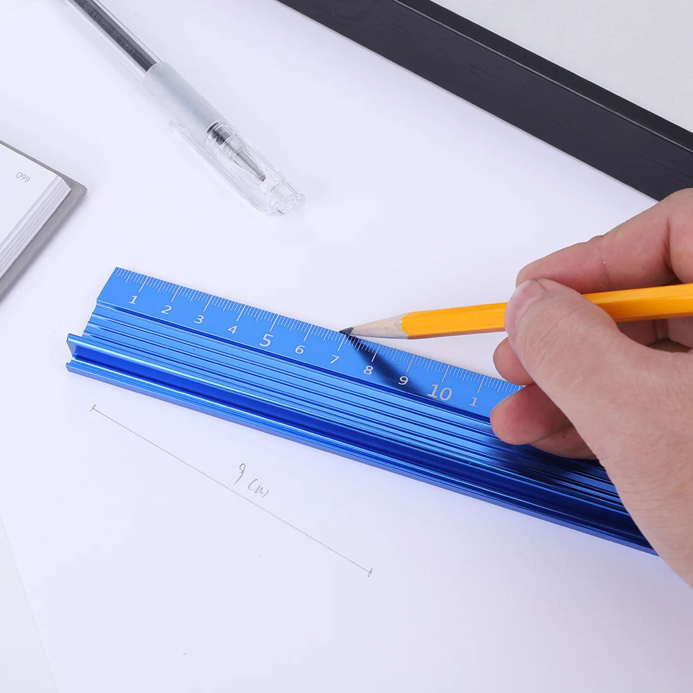 20CM 30CM 45CM 60CM L-Type Cutting Ruler Straight Edge Ruler Non Slip Aluminum Alloy Straight Scale Ruler for Length Measurement