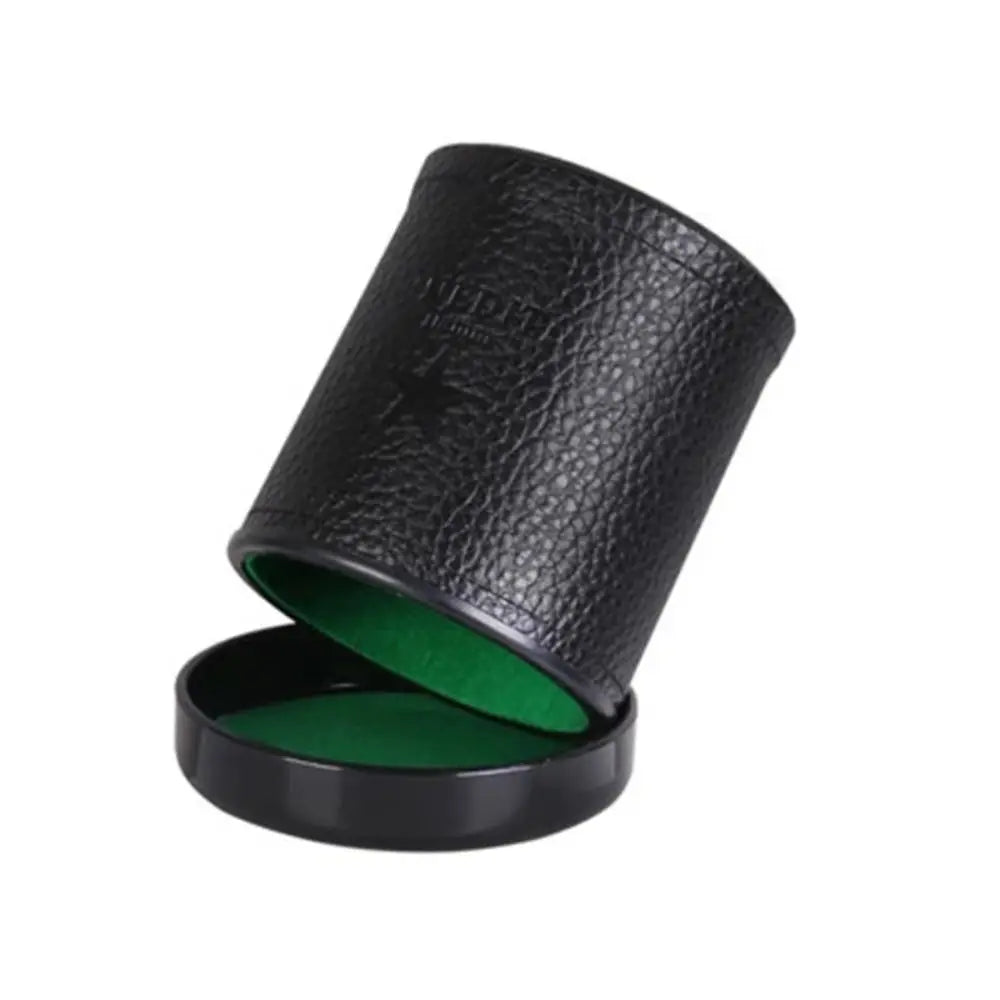 Green Red Leather Dice Cup with Lid Lining Interior Quiet in Shaking for Liars Dice Farkle Yahtzee Board Games with 5 pcs Dice