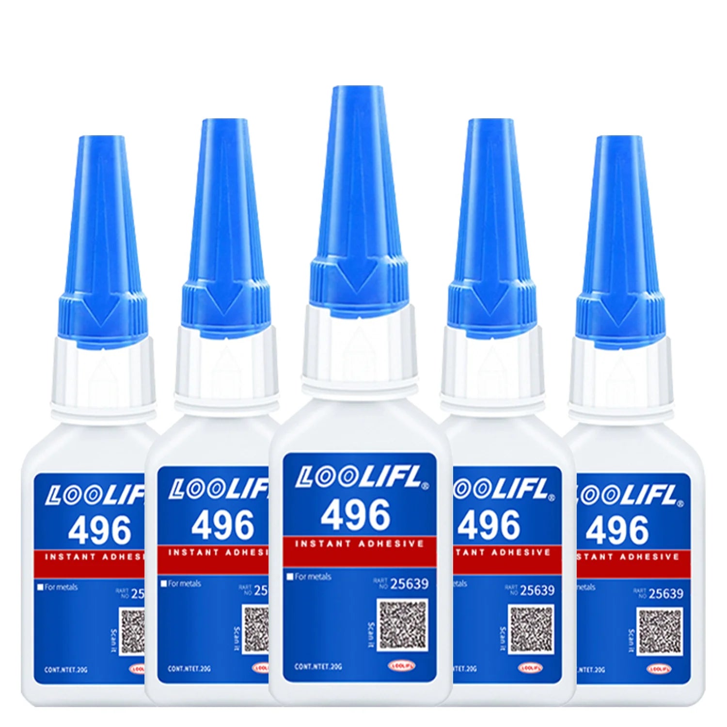 LOOLIFL 496 Instant Adhesive 5pcs, Strong Super Glue for Metal, Plastic Ceramic, Glass, Wood, Shoe Repair, Home Improvement, DIY