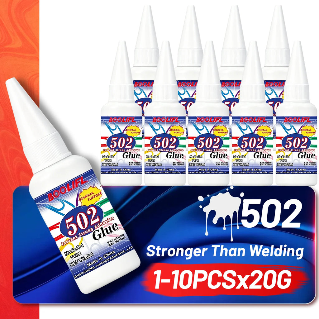 LOOLIFL 502 Super Glue Instant Quick-drying Cyanoacrylate Adhesive Leather Rubber Glass Wood Metal Strong Bond Liquid Glue Tool