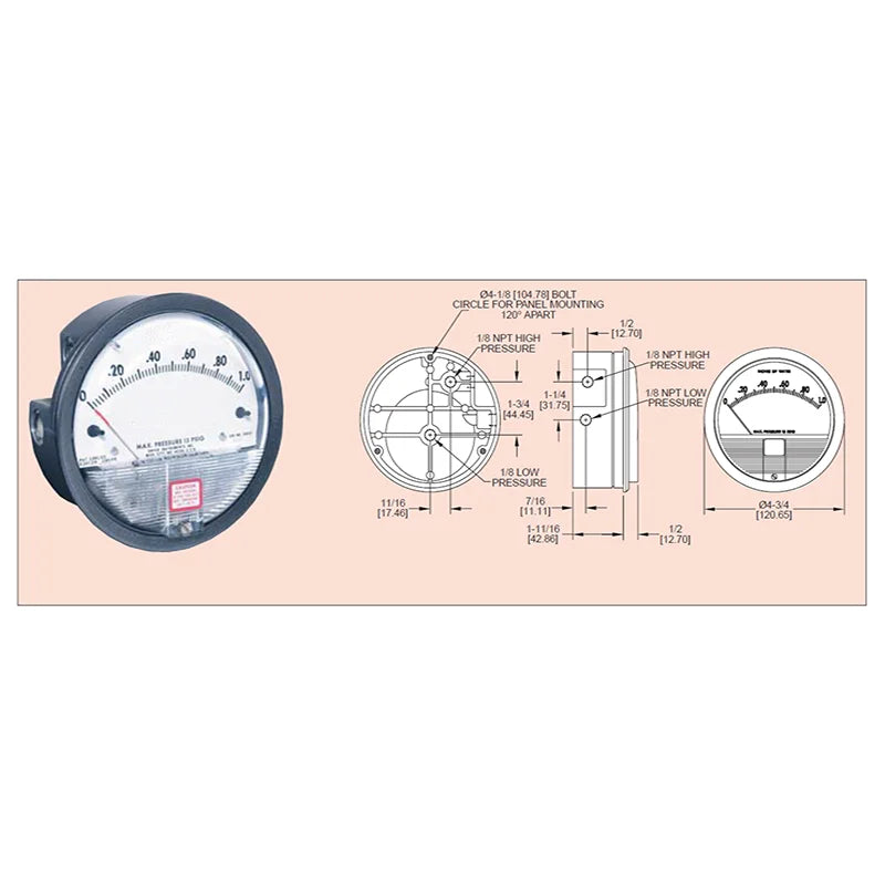 0-3 0-4 0-5 0-8 0-10 0-15 0-20 INCHES OF WATER Pressure gauge Differential pressure meter Pressure difference gauge