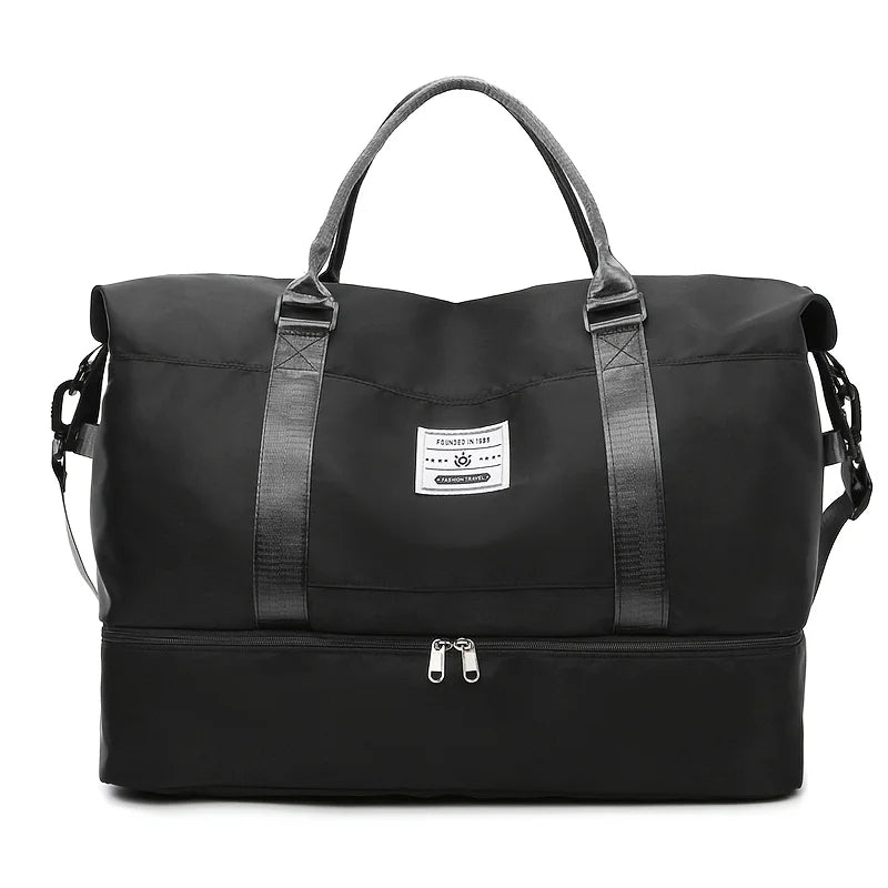 Weekend Travel Gym Bag with Wet/Dry Separation Pocket, Large Capacity Multi-Functional Independent Shoe Compartment Strap, Simpl