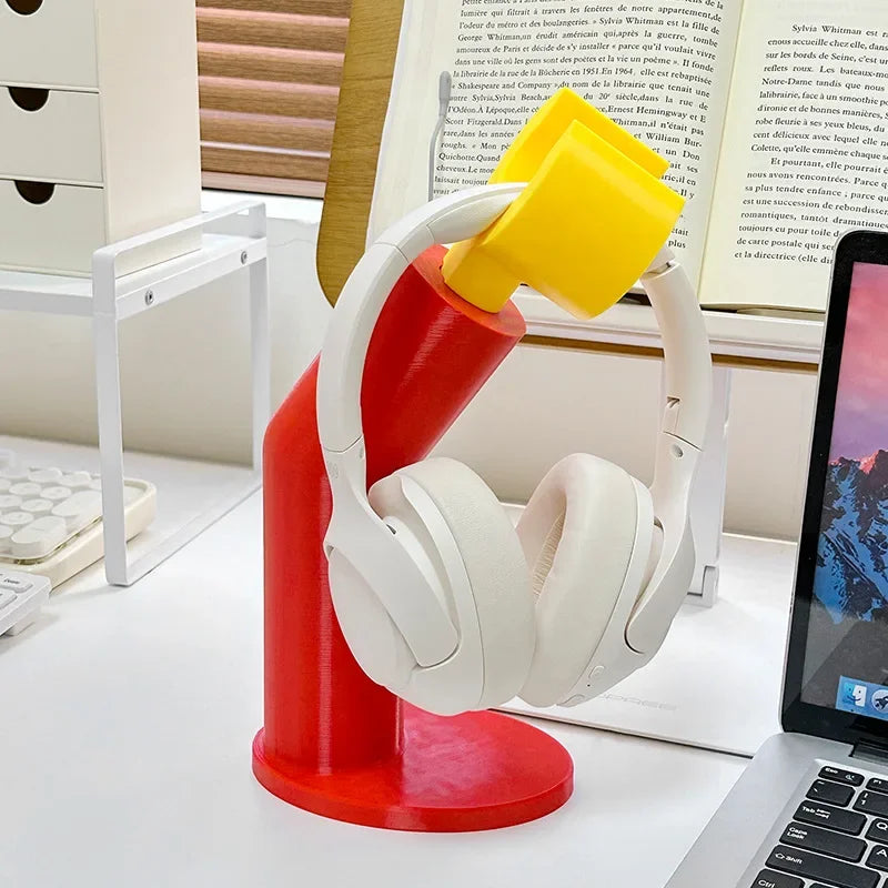 Creative Cute Headset Stand for Desktop, 3D Printed Earphone Dock, Gaming Setup Accessories, for Girls Boys Kids Room Decor