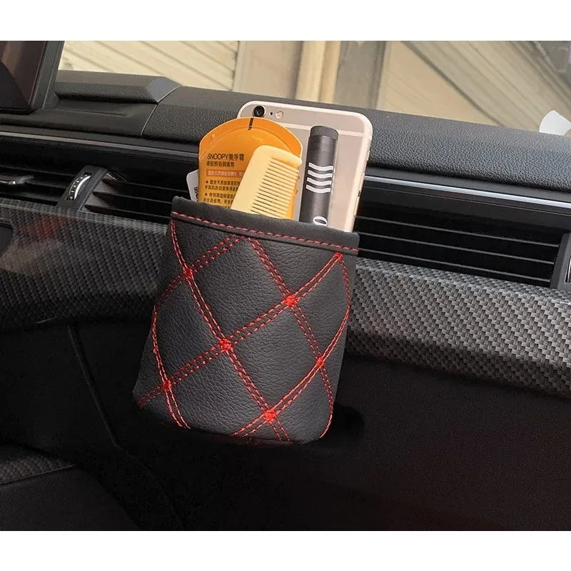Car Outlet Air Vent Clip Storage Organizer Phone Holder Trash Box Sunglasses Storage Bags Multifunctional Hanging Accessories