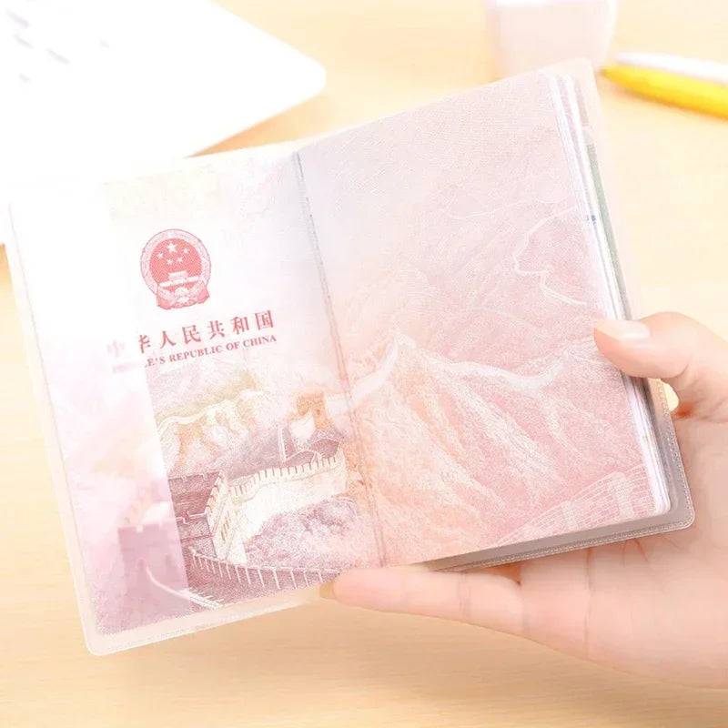 PVC Passport Sleeve Transparent Frosted Waterproof Dustproof Durable Document Protector Travel Business Trip Outdoor Daily Use