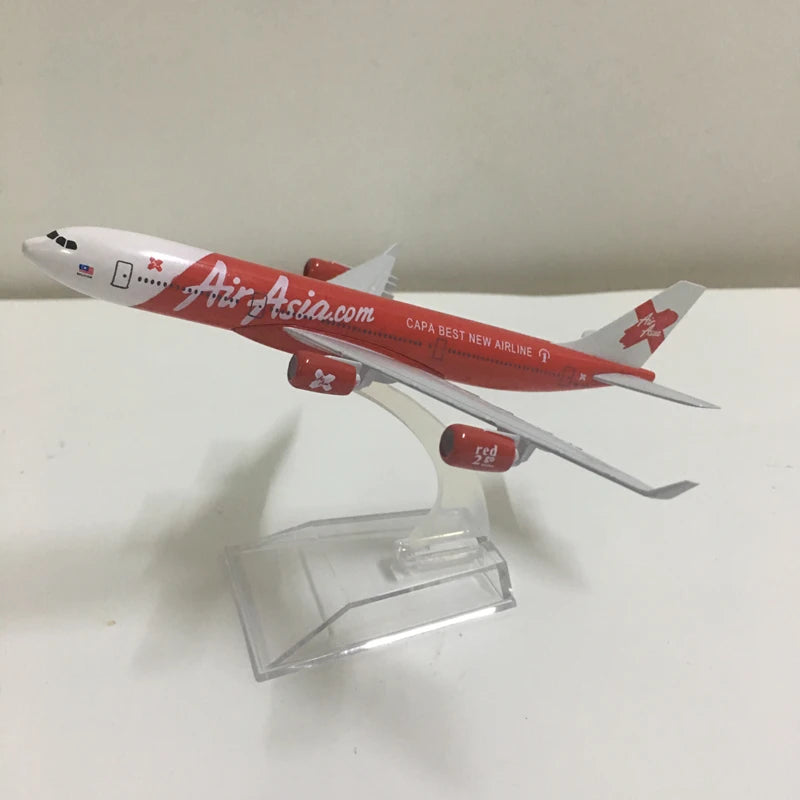 JASON TUTU 16cm AirAsia Airbus A340 Airplane Model Airplane Diecast Metal 1/400 Scale Planes
