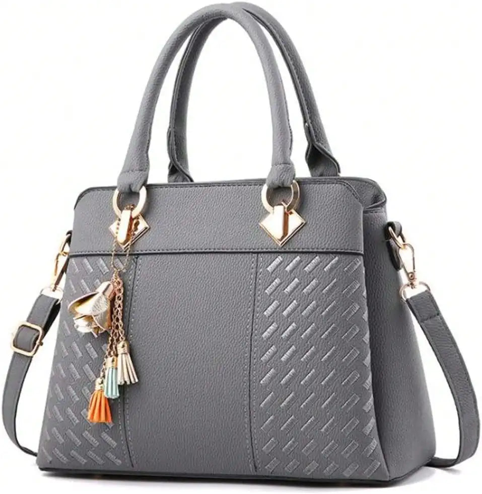 Top-Handle Handbags Purse Satchel For Women Soft PU Leather Crossbody Shoulder Bag With Tassel Pendant