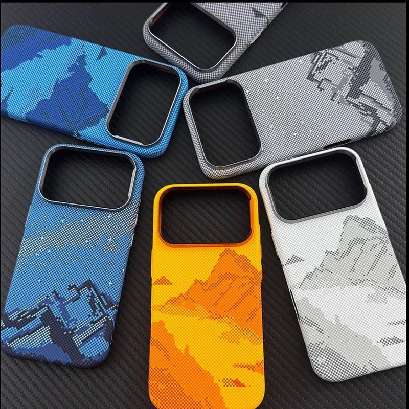 Luxury Ultra Thin Carbon Fiber Magnetic Case for iPhone 17 16 15 Pro Max Magnets Wireless Charging Alloy Lens Shockproof Cover