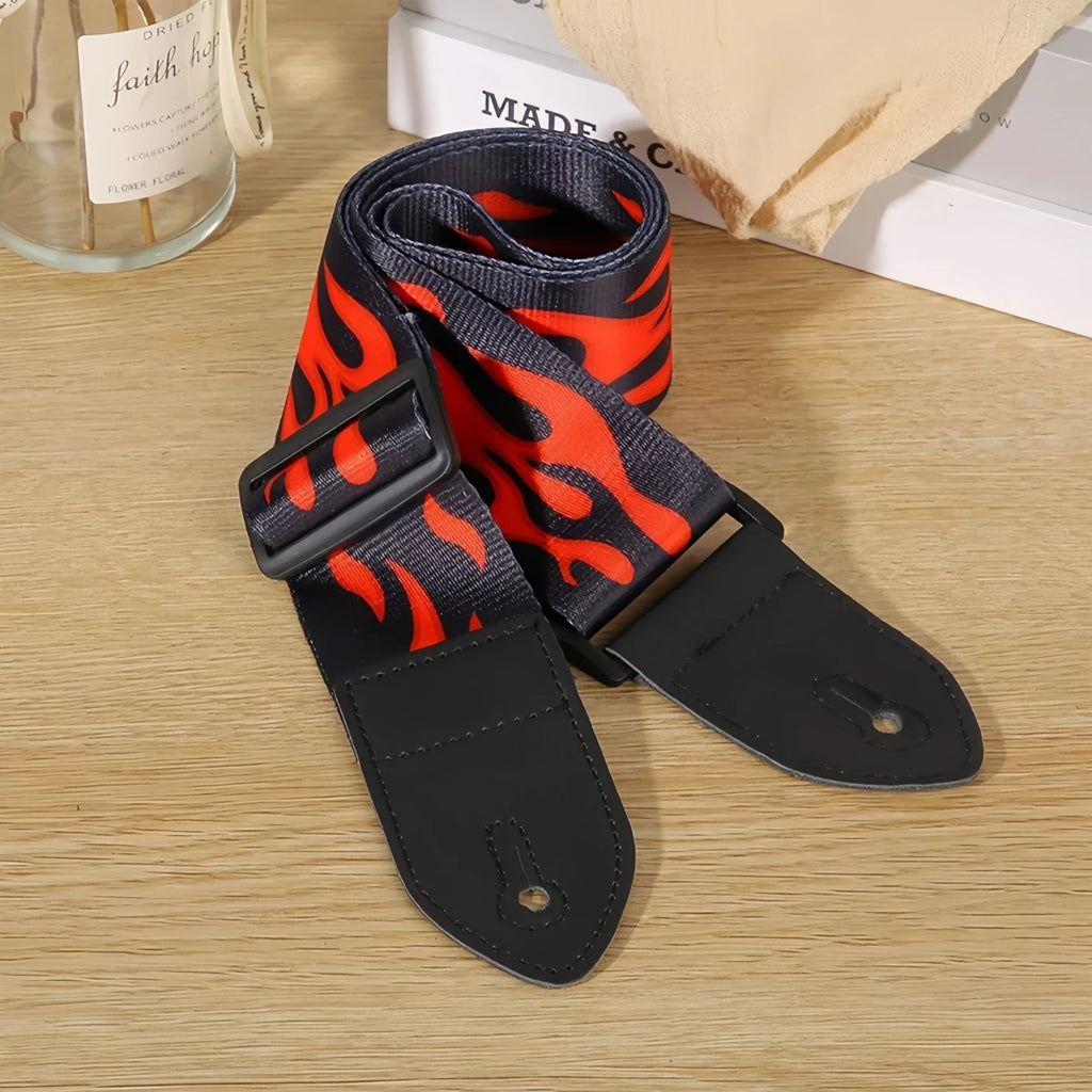 Miwayer PU Leather End Adjustable Nylon Guitar Strap, Colorful Print Ethnic Style Strap for Acoustic Electric Guitar & Bass