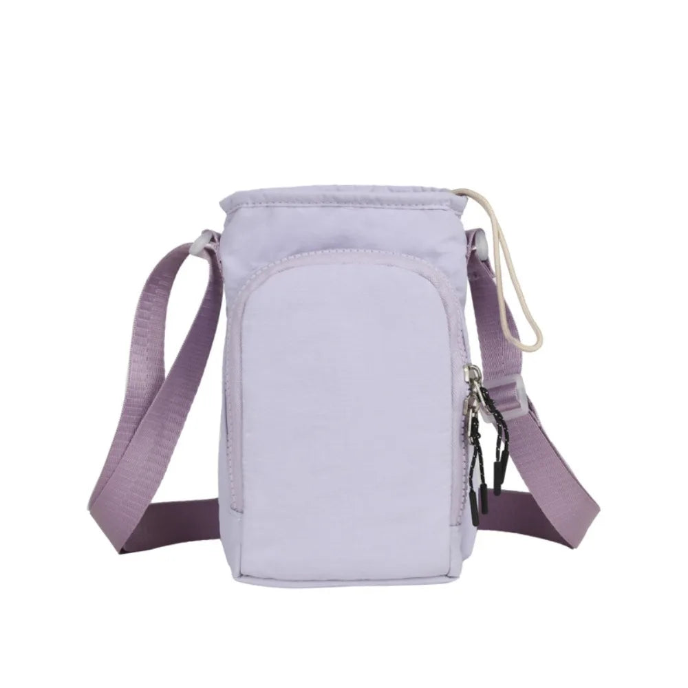 Shoulder Strap Water Bottle Carrier Bag Waterproof Front Pocket Water Bottle Holder Drawstring Open Top Handle