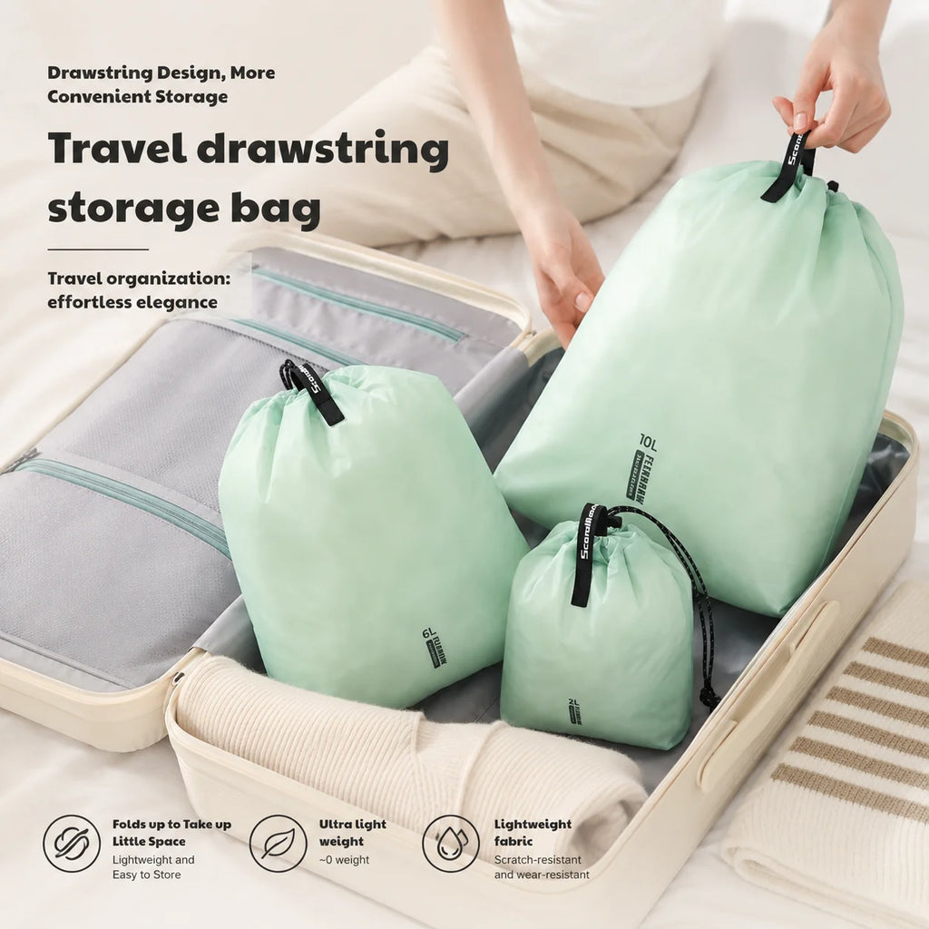 Travel Drawstring Storage Bags Waterproof Lightweight Clothes Packing Cubes Organizer Multi-Size for Socks Shoes Luggage